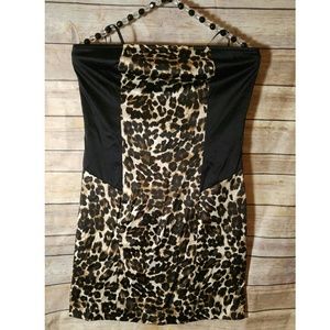 Metropark MP Black Bodycon Strapless leopard Dress